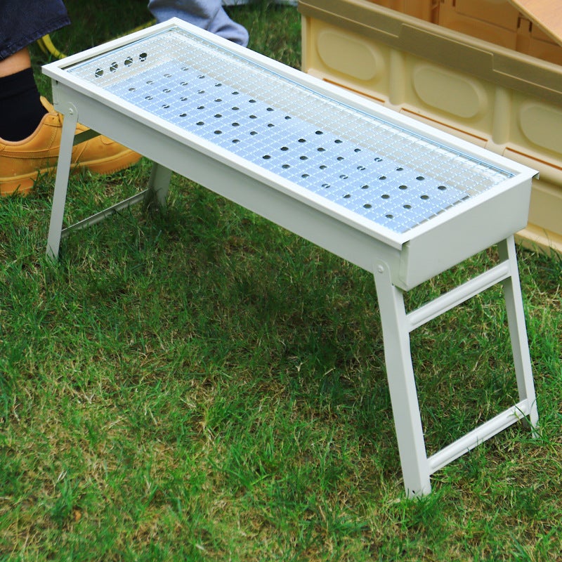 شواية باربيكيو خارجية بلون أبيض أرز مقاس 60*22*33 سم للاستخدام المنزلي، رف تحميص صغير قابل للطي، شواية فحم محمولة